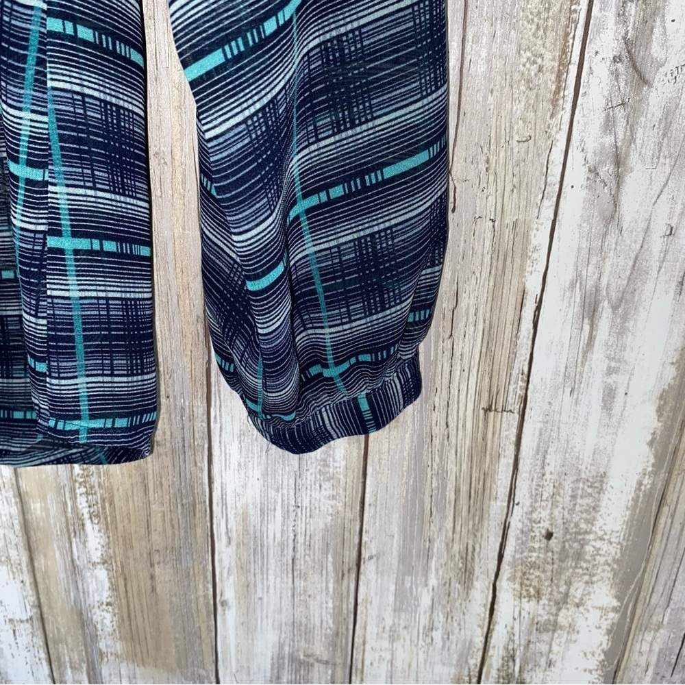 Loft Sheer Multi Blue Plaid Popover - Picture 3 of 6
